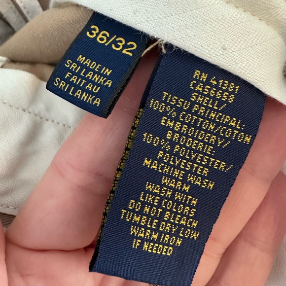 Polo Ralph Lauren Khaki Chinos Embroidered Crest Pants 36x32 Slim Fit - Picture 4 of 9